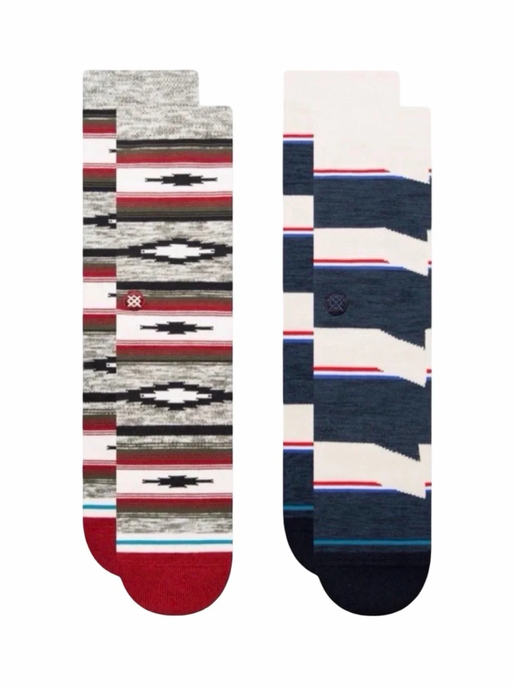 STANCE Striped Blanket Crew Socks - 2 Pack - Size Large - 4 Sets (8 Pairs)